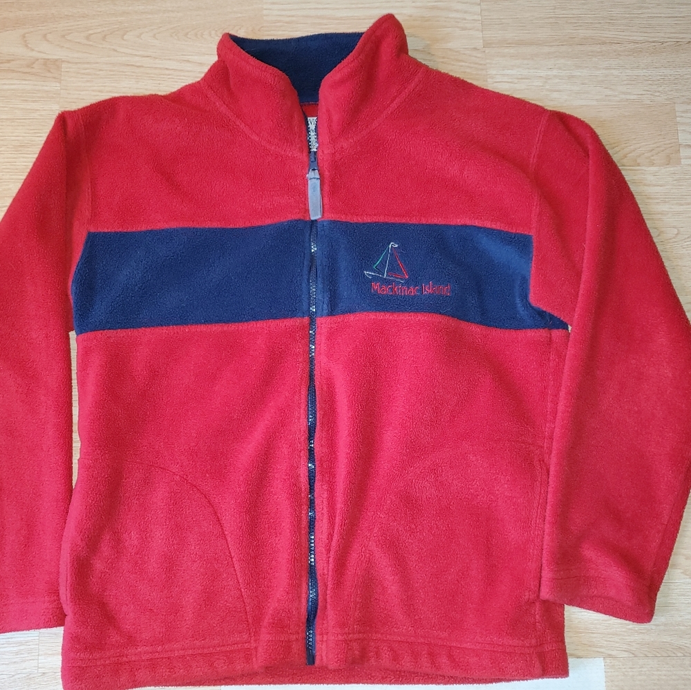 Women's Large Pullover Fleece Mackinaw Island Red